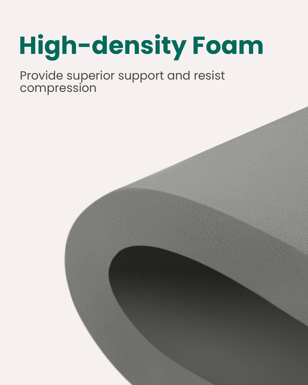 High-density foam with text on a white background