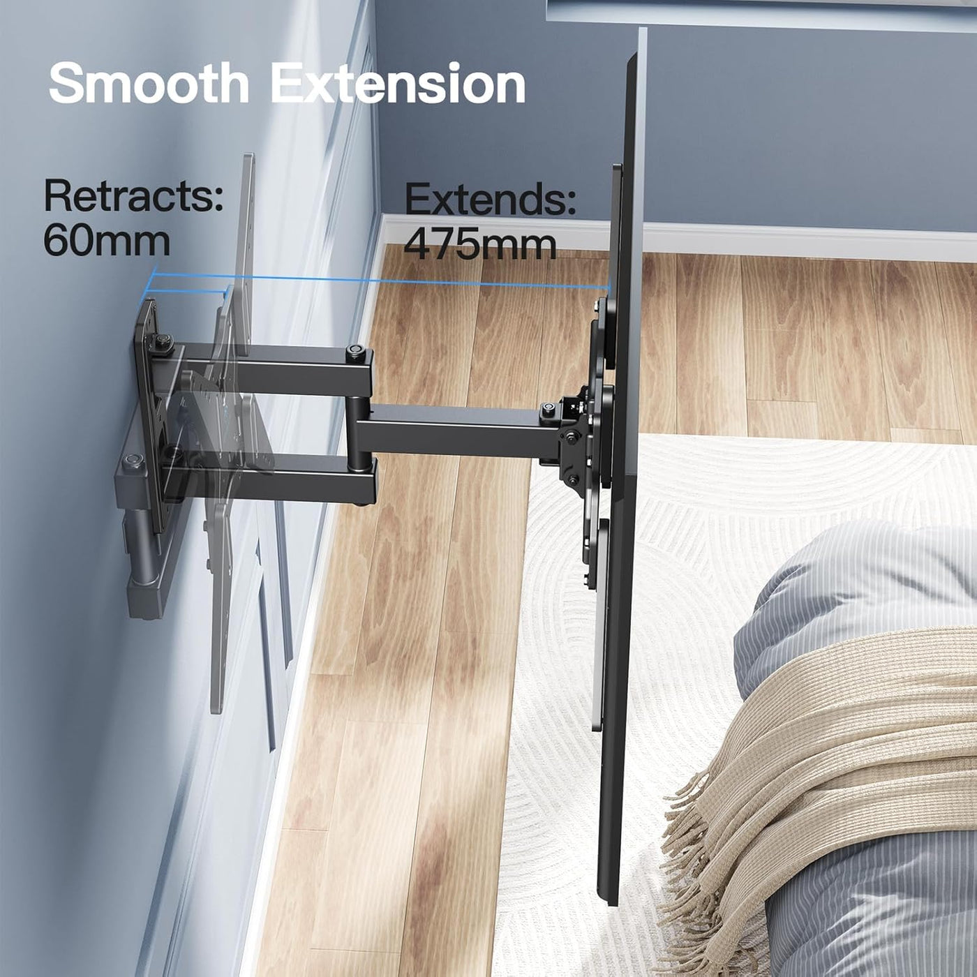 TV Wall Bracket Swivel Tilt Extend for 26-60 Inch Flat Curved TV VESA PERLESMITH