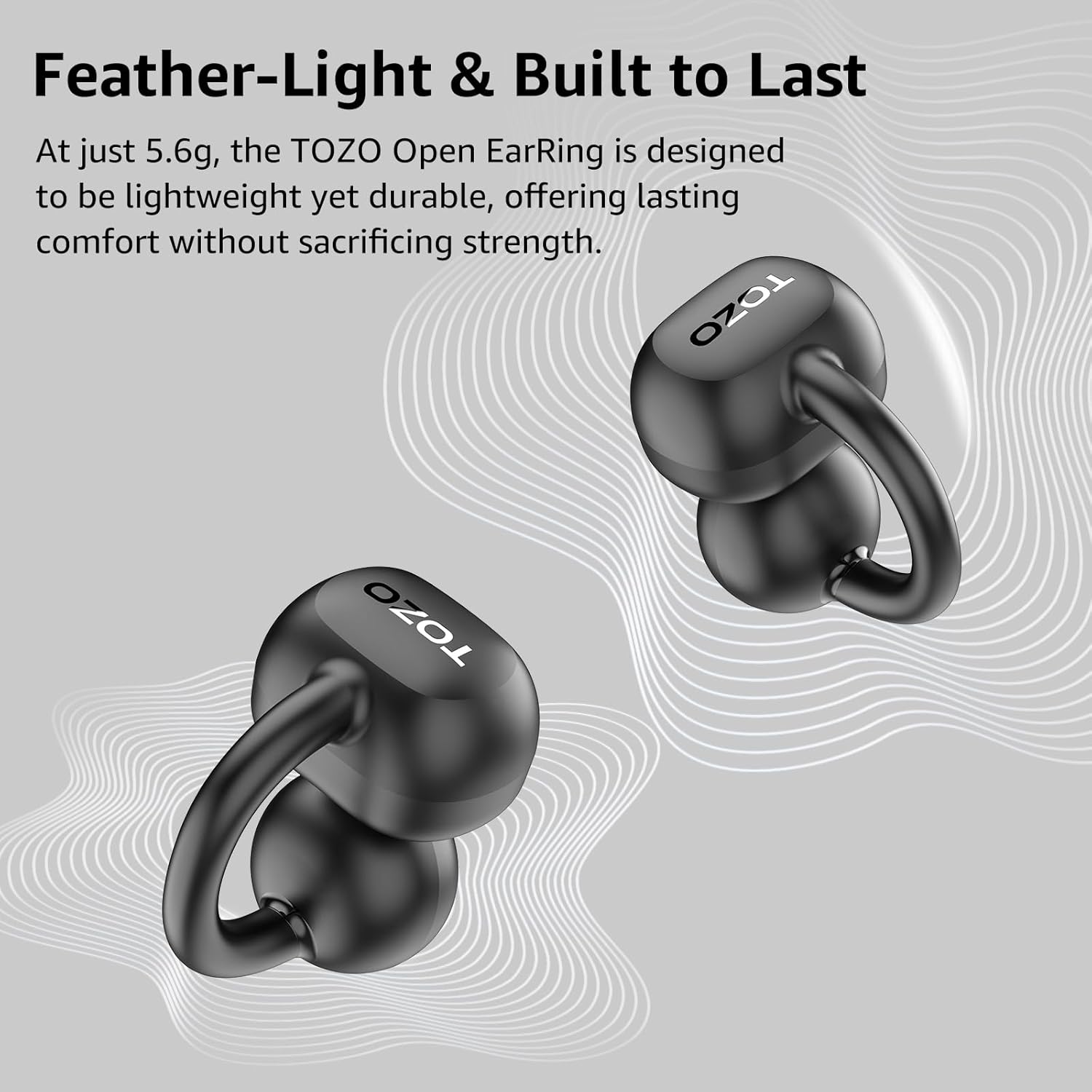 Open Ear Headphones Clip On Wireless Earbuds 40H Playtime Bluetooth TOZO