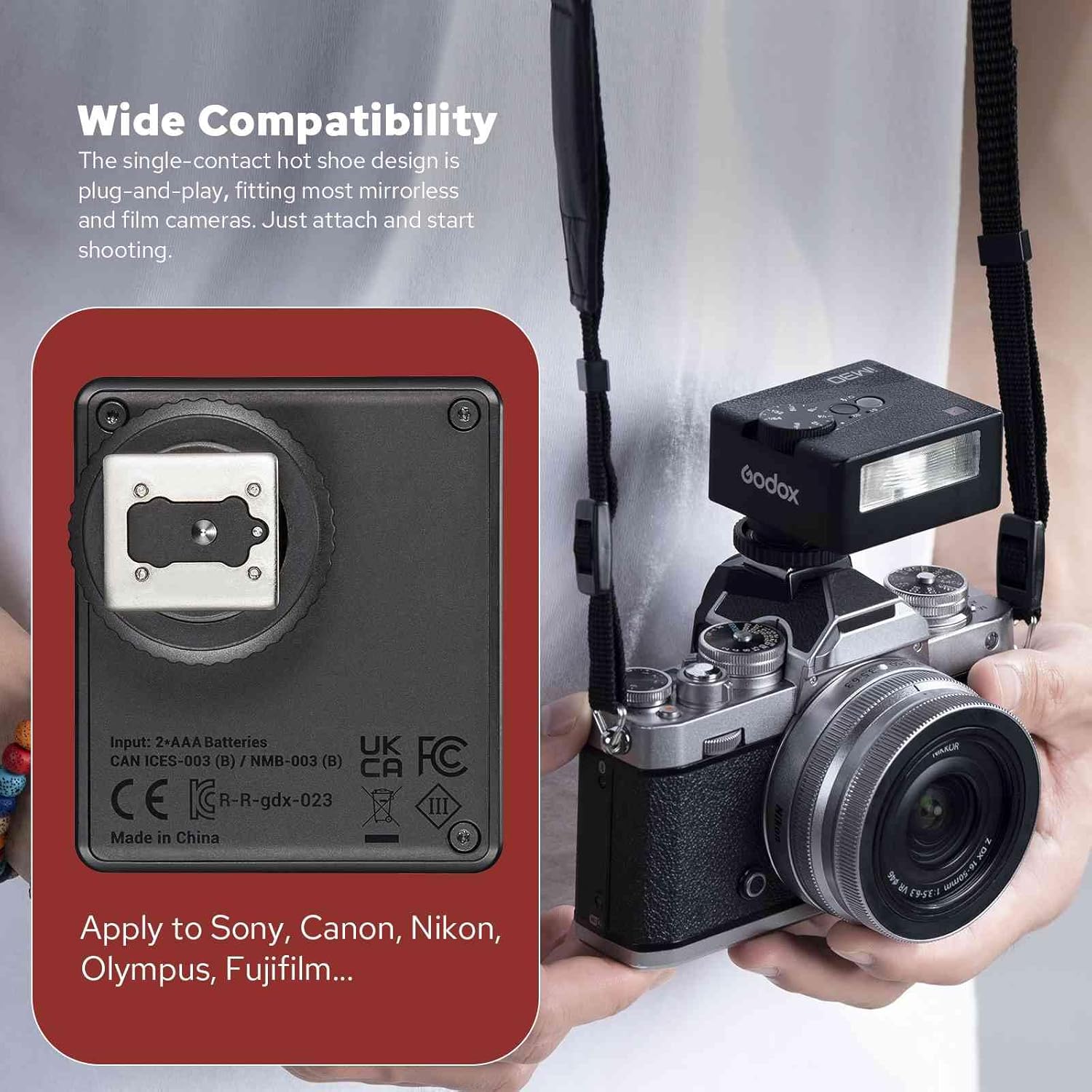 Godox iM30 Mini Camera Flash GN15 Optical Control for Canon Sony Fuji Nikon