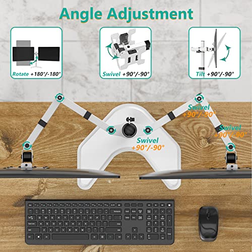 Dual Monitor Stand 27 Inch Freestanding Adjustable VESA 100 White WALI