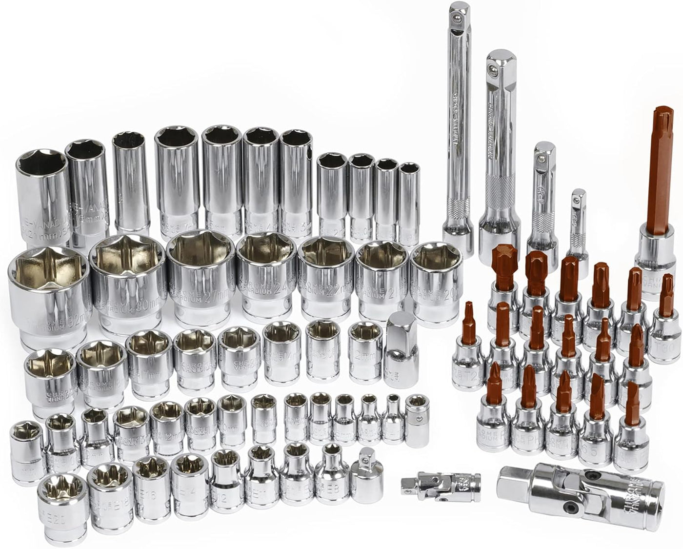 WORKPRO 123-Piece Cr-V Socket Set – 1/2", 3/8", 1/4" Drive, Wrenches & Bits