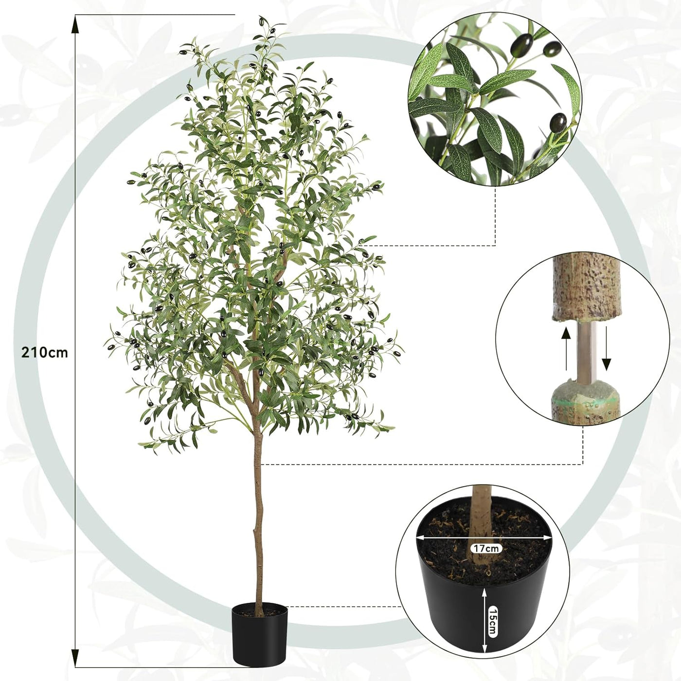 Artificial Olive Tree 7FT Faux Silk Lifelike Leaves Indoor Decor YOLEO