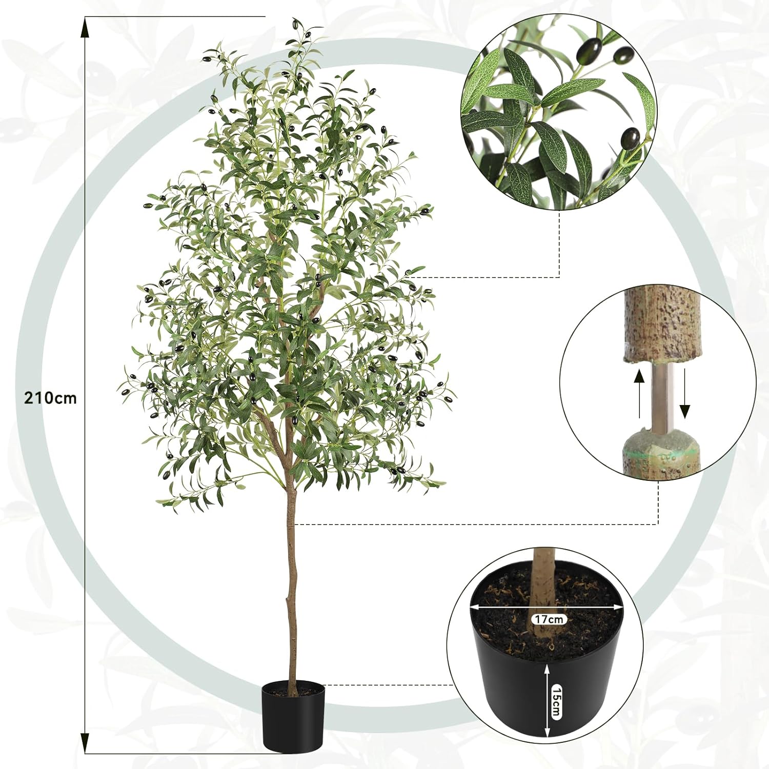 Artificial Olive Tree 7FT Faux Silk Lifelike Leaves Indoor Decor YOLEO