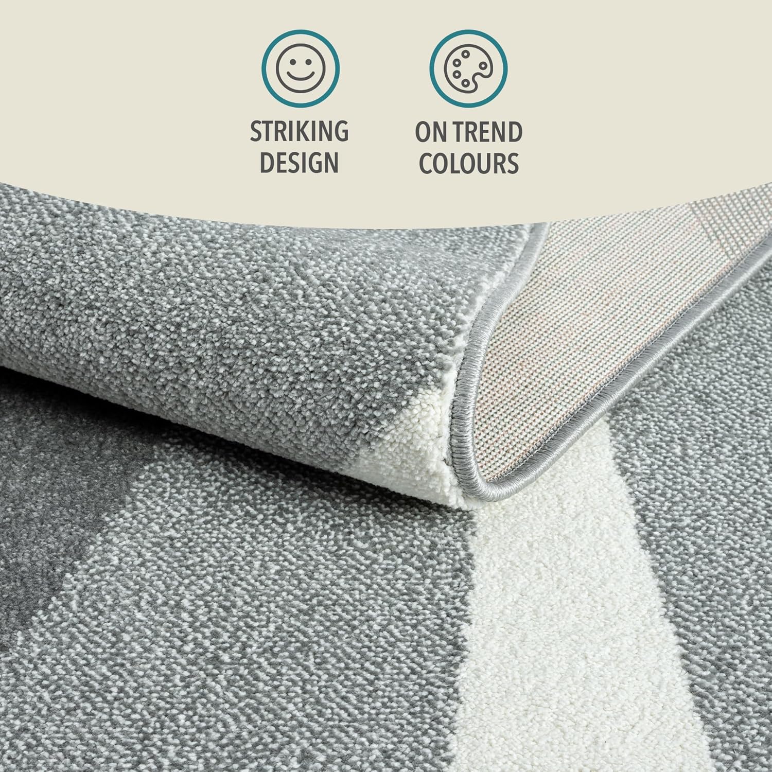 Swirl Medium Area Rug 160x230cm, Vibrant Short Pile, High-Traffic, Natural