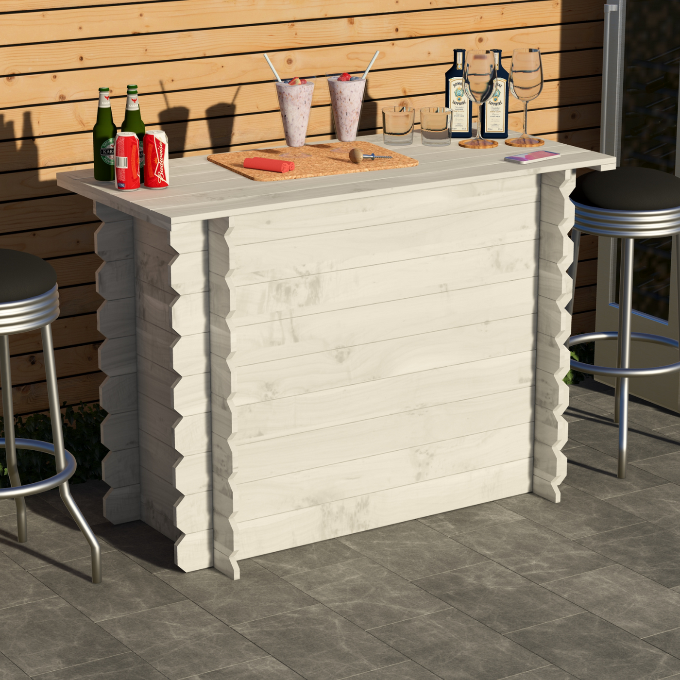 Corner Garden Bar Outdoor Wooden Interlock Drinks Bar Patio