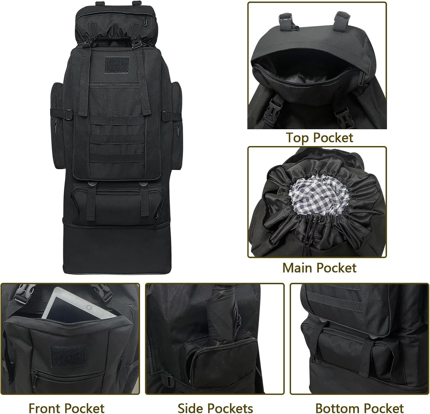 Large Tactical Hiking Backpack 100L Waterproof Molle Military Camping Wesoke