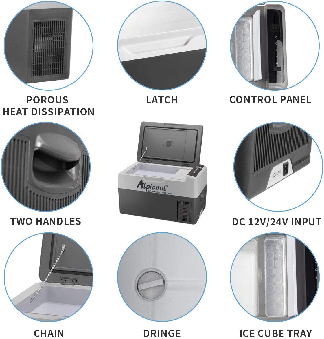 Alpicool G22 22L Car Fridge Freezer 12V, Mini Compressor Cooler -20℃ to 20℃