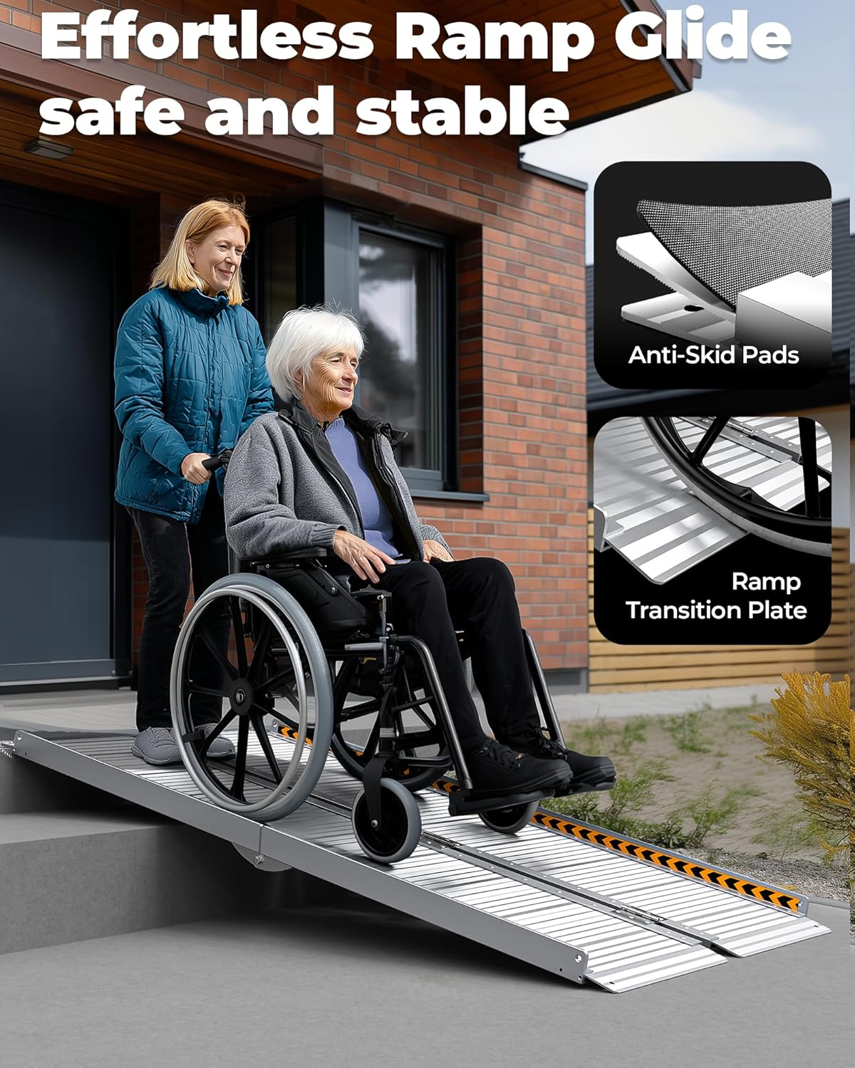 Wheelchair Ramp 7FT Folding Extra Wide 29.2inch Portable Aluminum FACHNUO