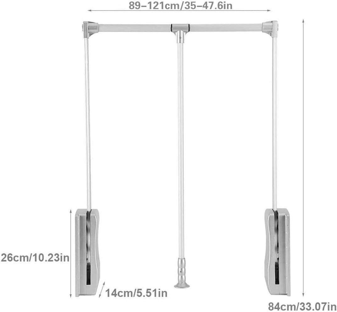 Measurement chart of a retractable晾衣架 (clothesline) with dimensions on a white background