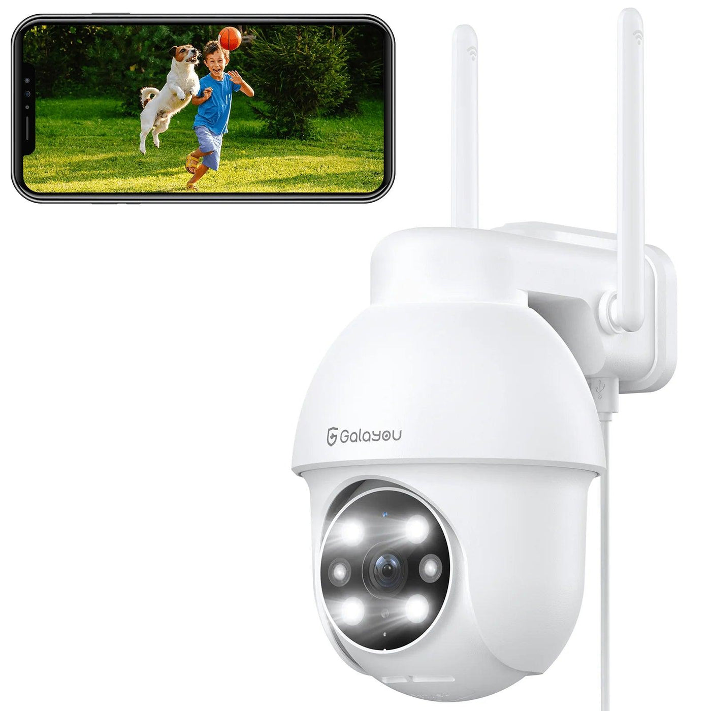 GALAYOU 2K Security Camera Outdoor, 360°, Audio, Infrared, full