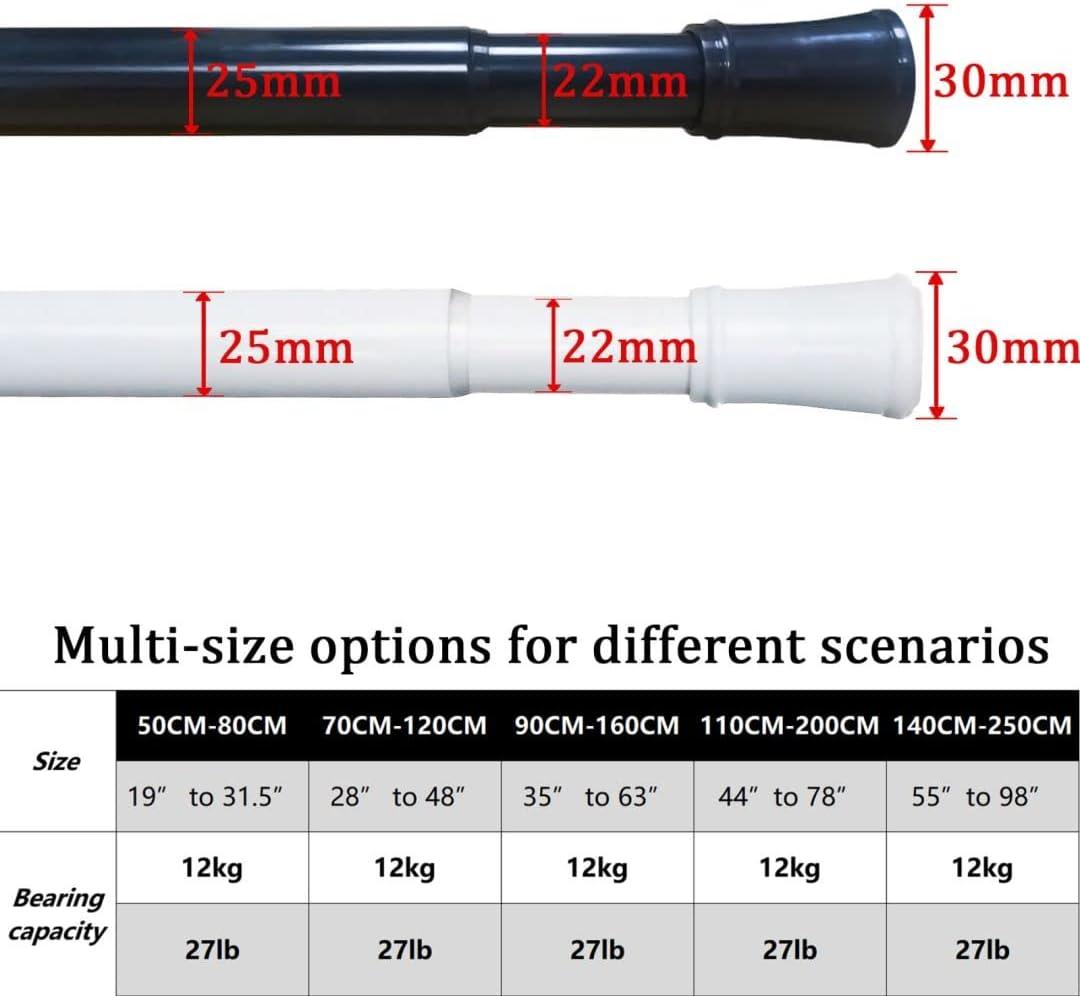 2PCS Extendable Curtain Rods Black Telescopic Spring, 70.5-120CM - Massive Discounts