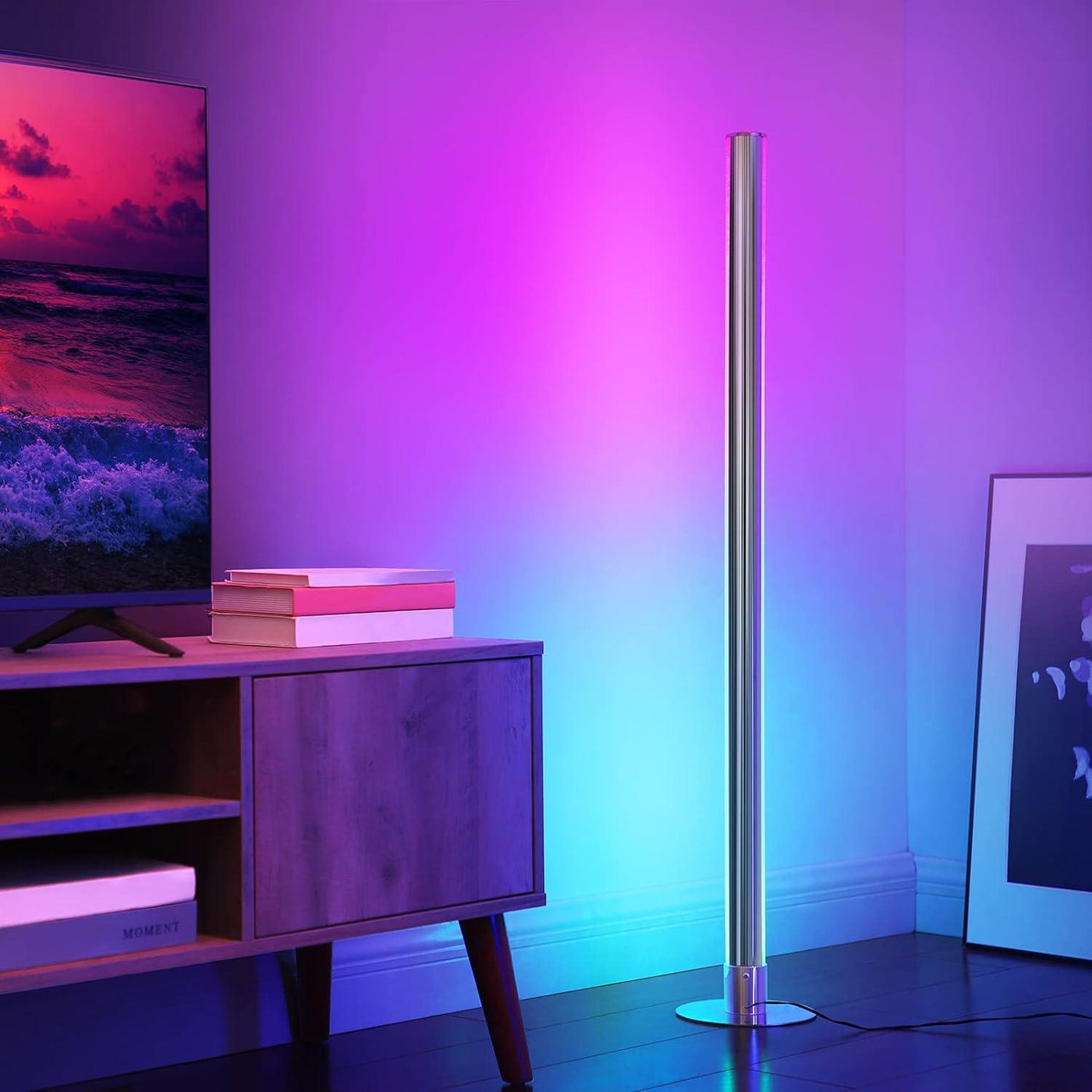 EDISHINE LED Corner Floor Lamp, RGB Color Changing with Remote - Massive Discounts