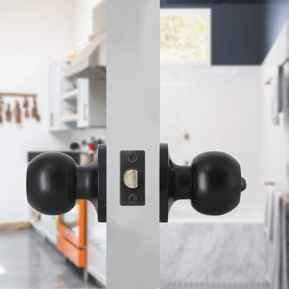 Probrico Black Privacy Door Knob | Keyless Interior Knob for Bedroom & Bathroom