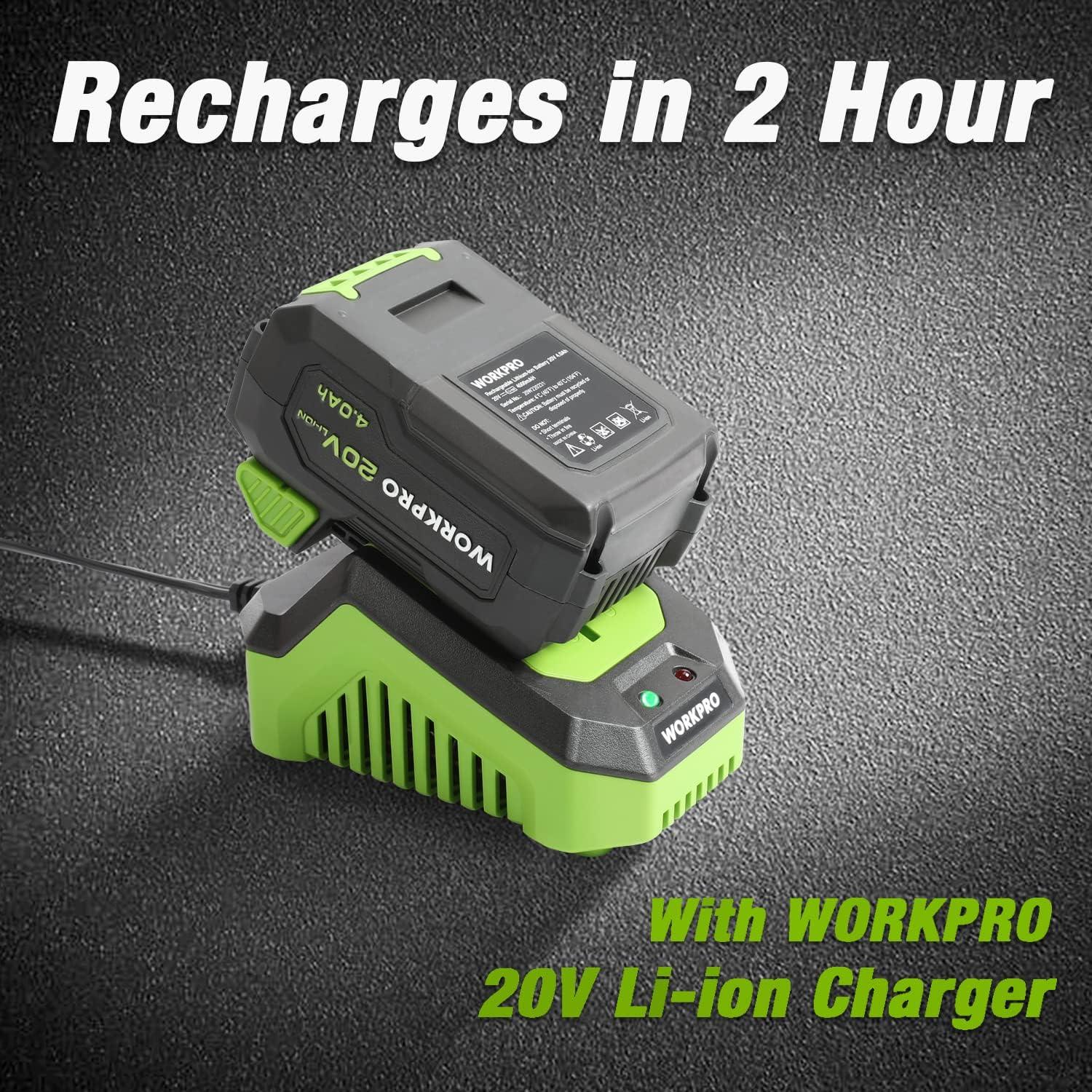 WORKPRO 20V 4.0Ah Lithium-ion Battery with Power Indicator for Cordless Tools