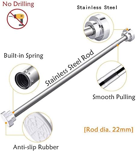 EC Breath Shower Curtain Rod, Stainless Steel, Tension Mounted, 155-260cm