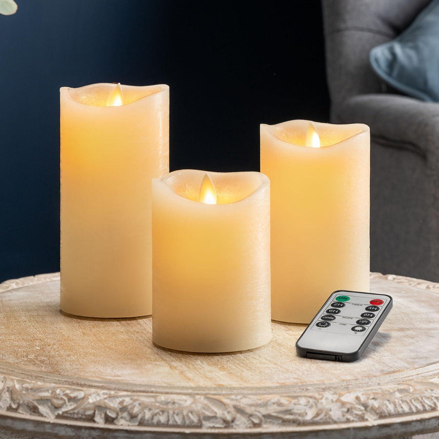 3 x Flickering Flameless LED Candles, Real Wax, Battery Power - Massive Discounts