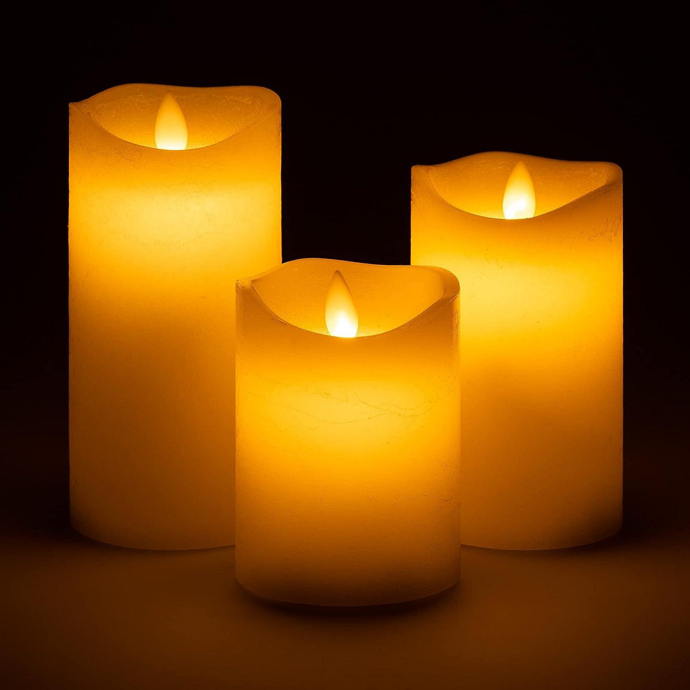 3 x Flickering Flameless LED Candles, Real Wax, Battery Power - Massive Discounts