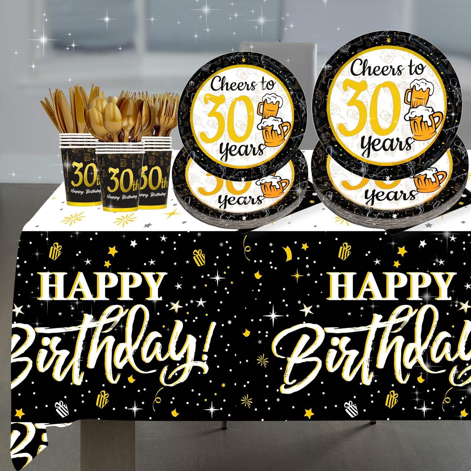 30th Birthday Decorations Tableware 24 Guests Plates and Cups 169 pcs - Massive Discounts