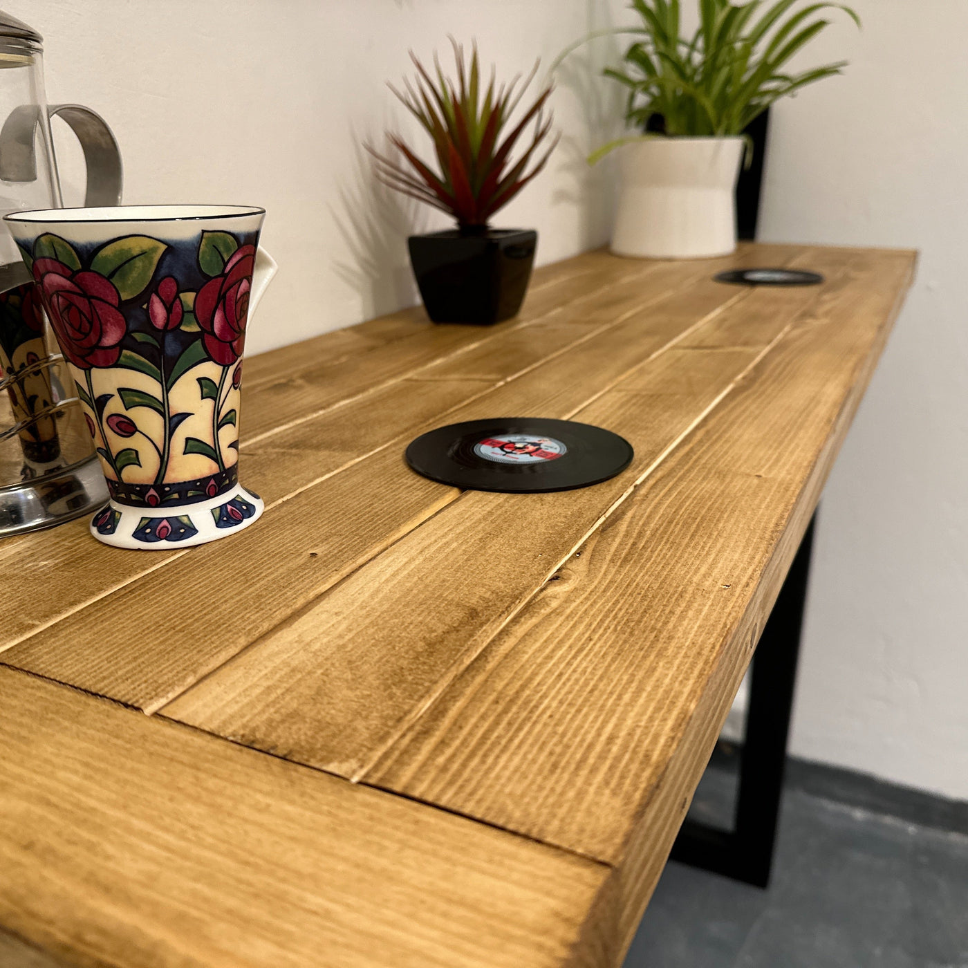 Breakfast Bar Industrial Console Table Narrow Dark Oak Kitchen Table