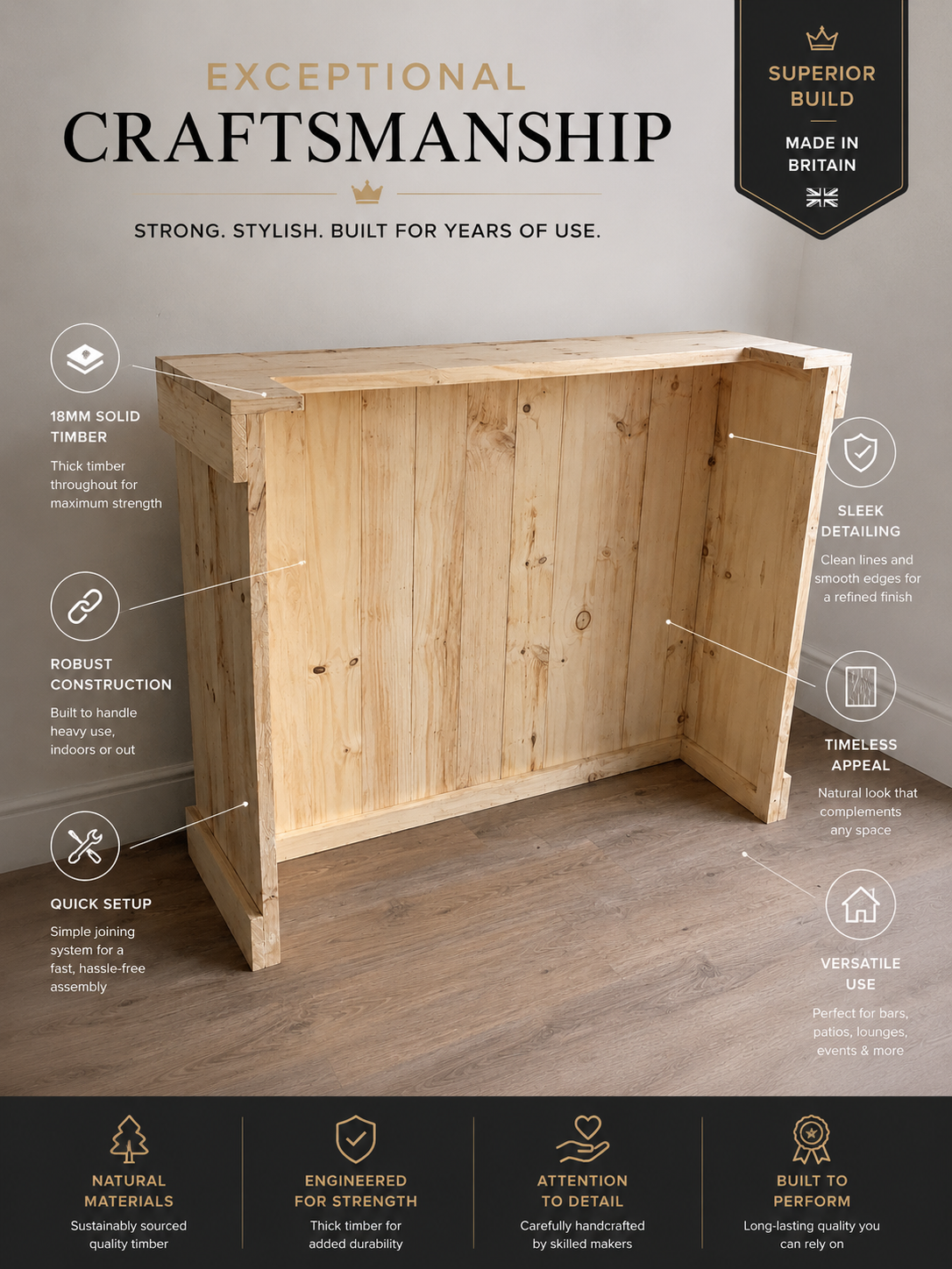 Wooden Martini Bar Rustic Home Bar Cabinet Storage Shelves Bars at Home