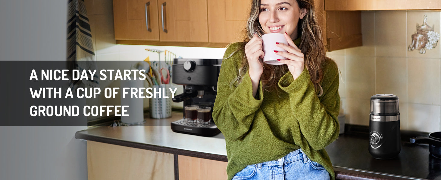 Coffee Grinder Electric 70g with 2 Stainless Steel Cups Spice Nuts SHARDOR