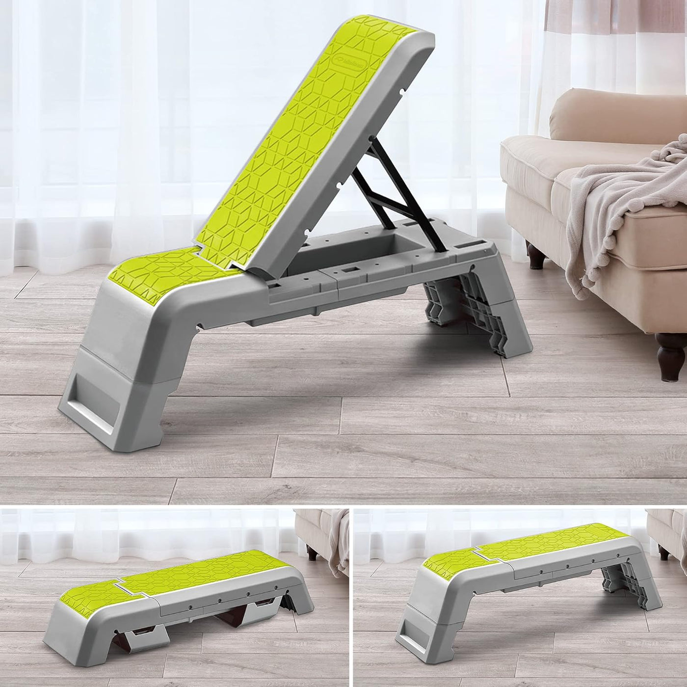 leikefitness Multifunctional Aerobic Deck, Adjustable Dumbbell & Weight Bench