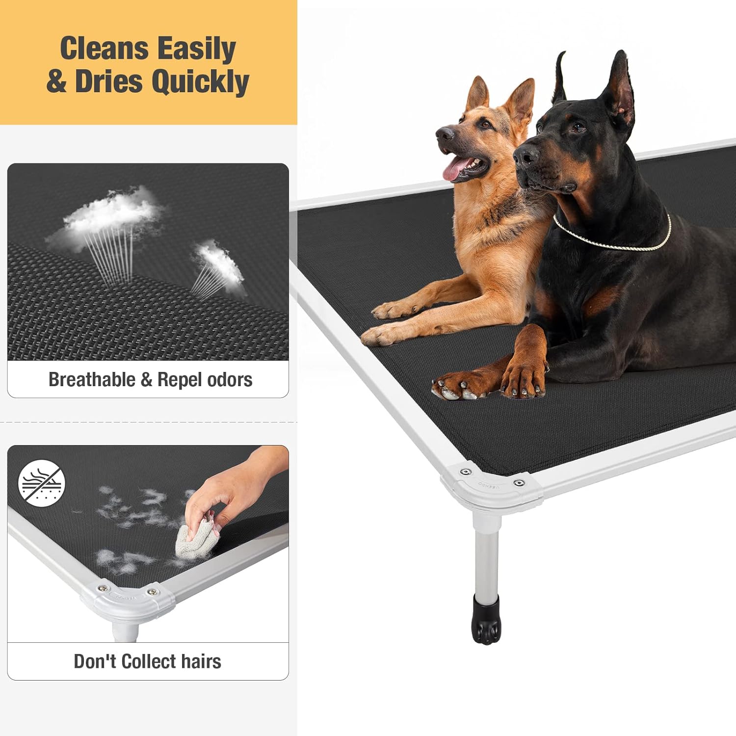 Veehoo XXL 150x95cm Chew-Proof Raised Dog Bed – Cooling Pet Cot, Aluminum Frame