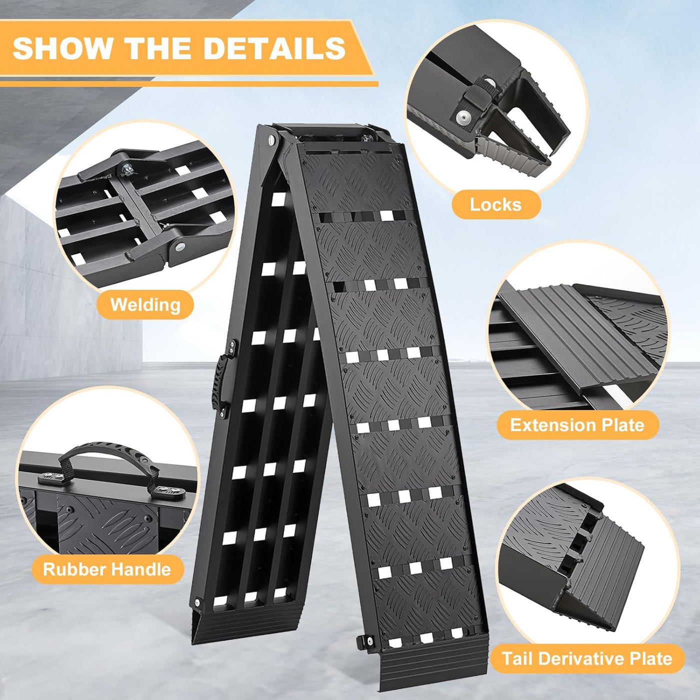 Aluminum Loading Ramp 228x29.2cm 680KG for ATV UTV Trucks Motorbike Gardhom