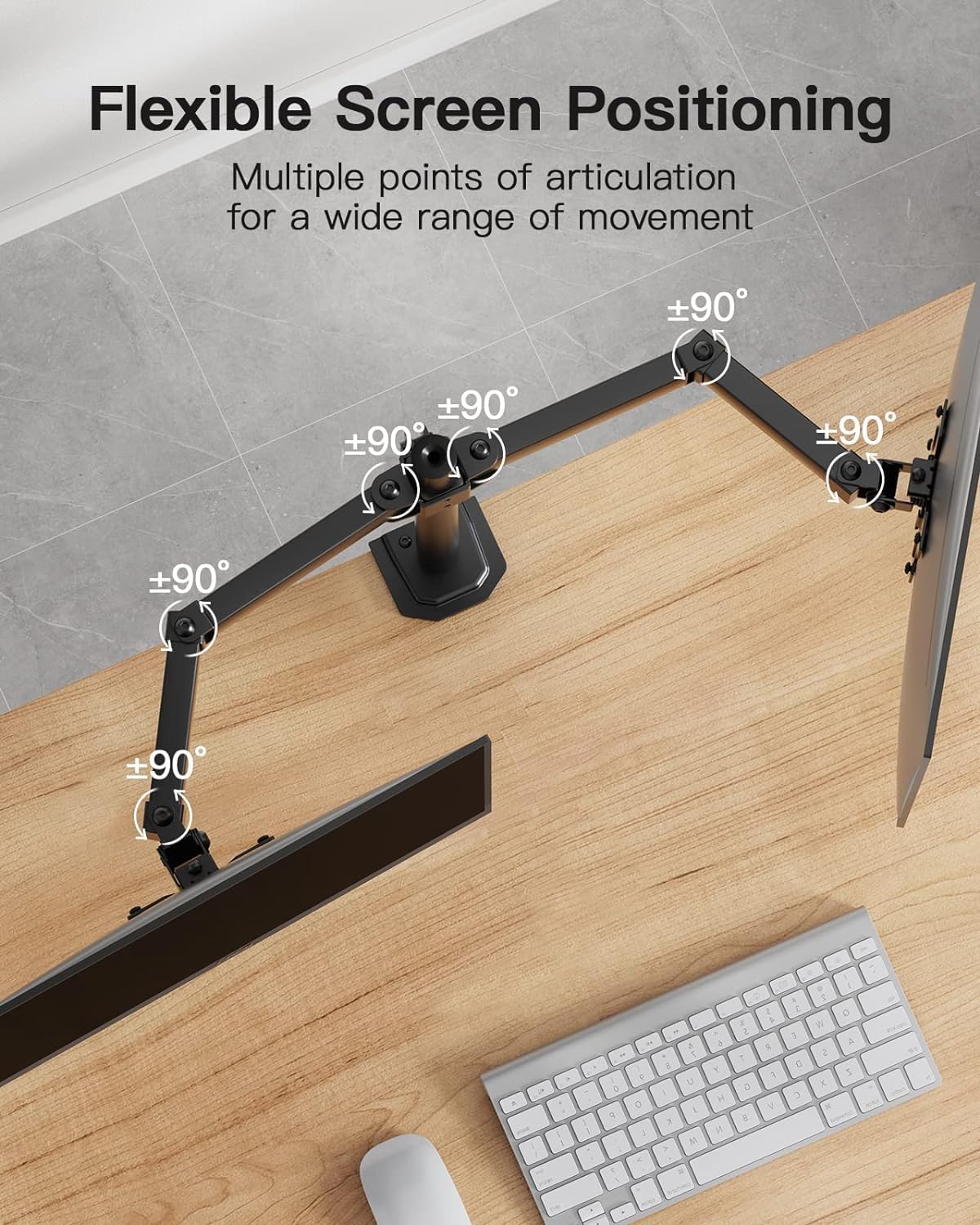 HUANUO Dual Monitor Stand 13–30", Adjustable Arms, VESA 75/100