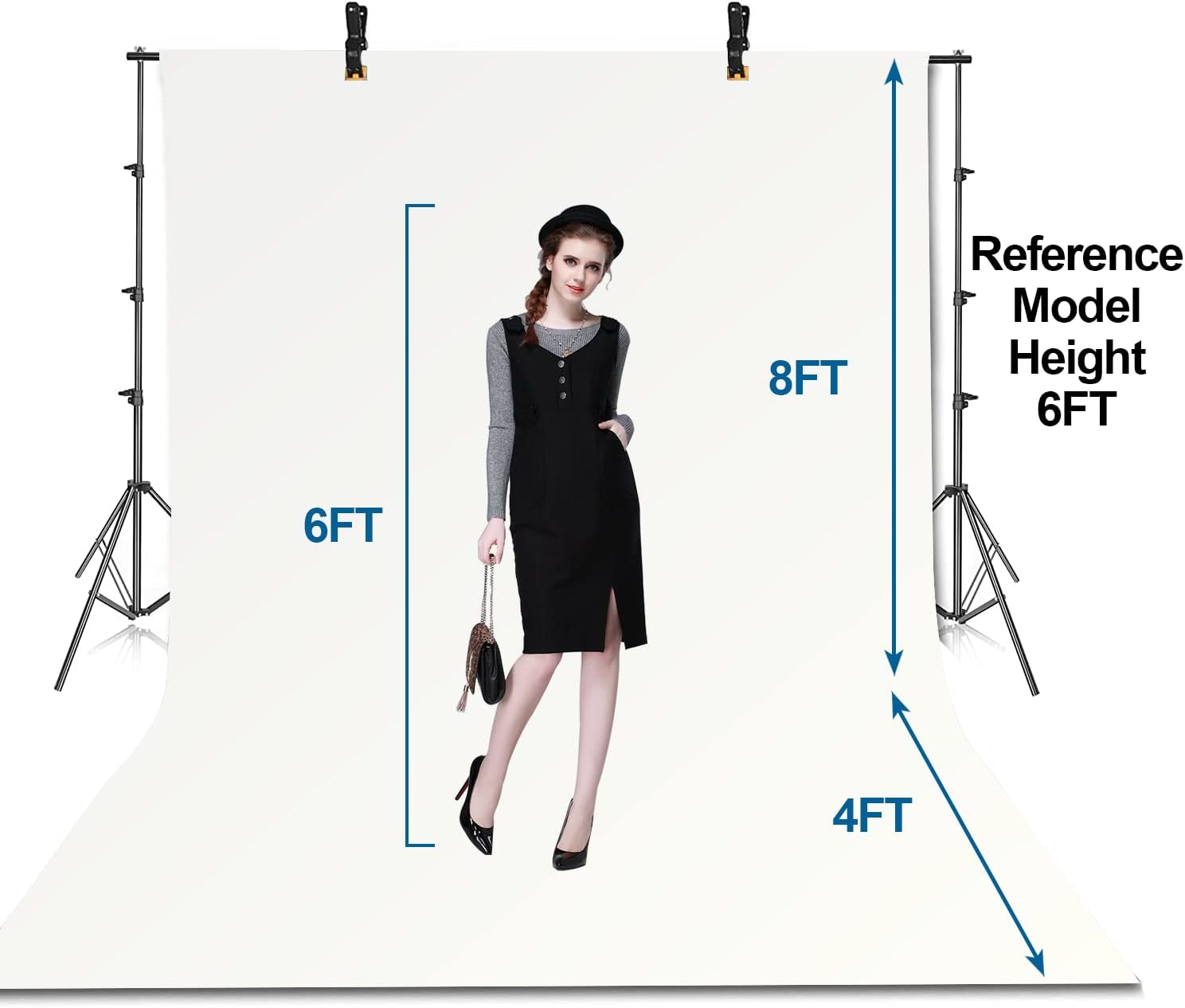 EMART 8.5x10ft White Backdrop Stand Kit with 10x12ft Screen for Studios