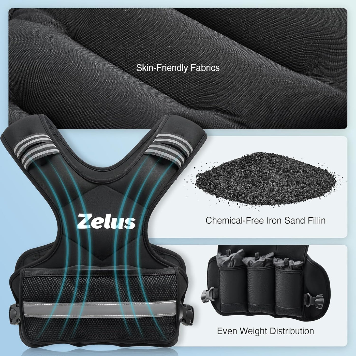 ZELUS Adjustable Weighted Vest 5-9kg/9-14kg for Men & Women Cardio & Strength