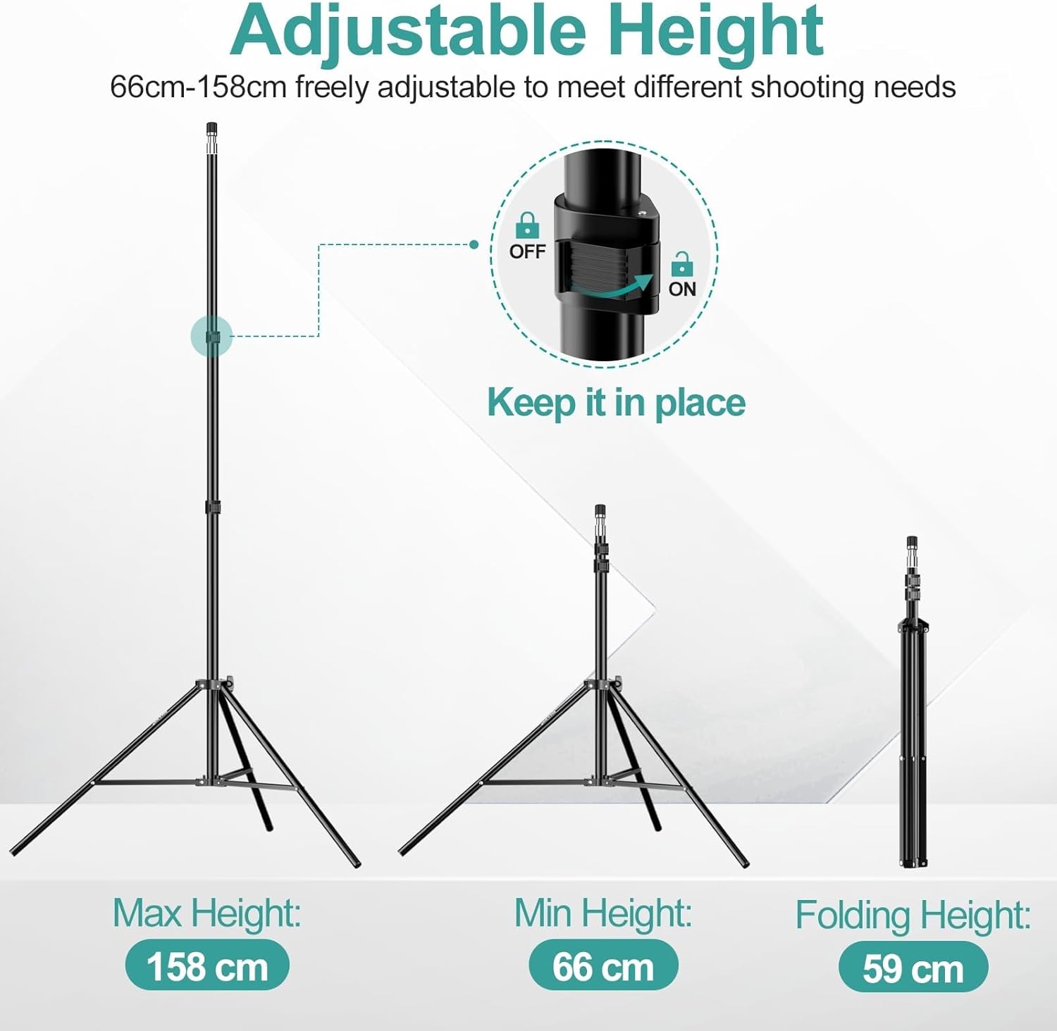 EMART 62inch Light Stand, Adjustable Aluminum Tripod, for Camera & Lighting, 2pk