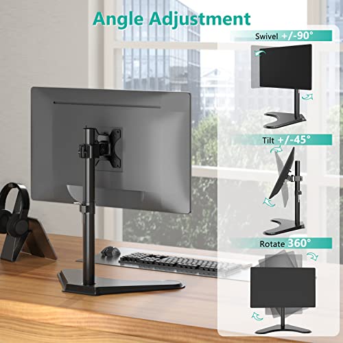 Single Monitor Stand 13-32 Inch Free Standing Adjustable VESA Black WALI