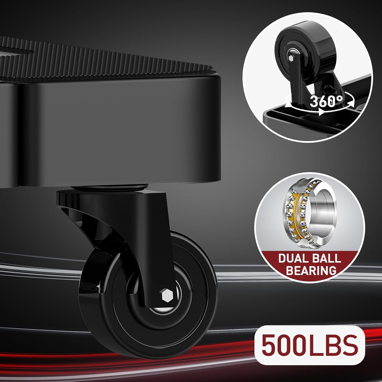 SOLEJAZZ Folding Hand Truck 230KG, 6-Wheel Trolley with 2 Bungee Cords, Black