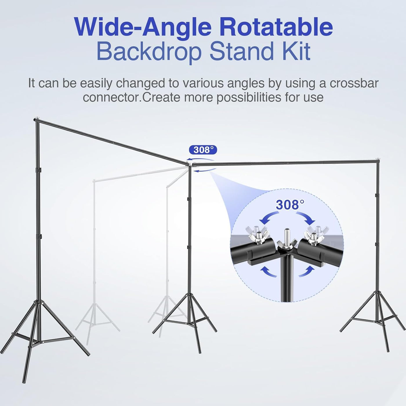 EMART Backdrop Stand, 20x7ft, Large Adjustable Frame, 308° Rotatable Connector