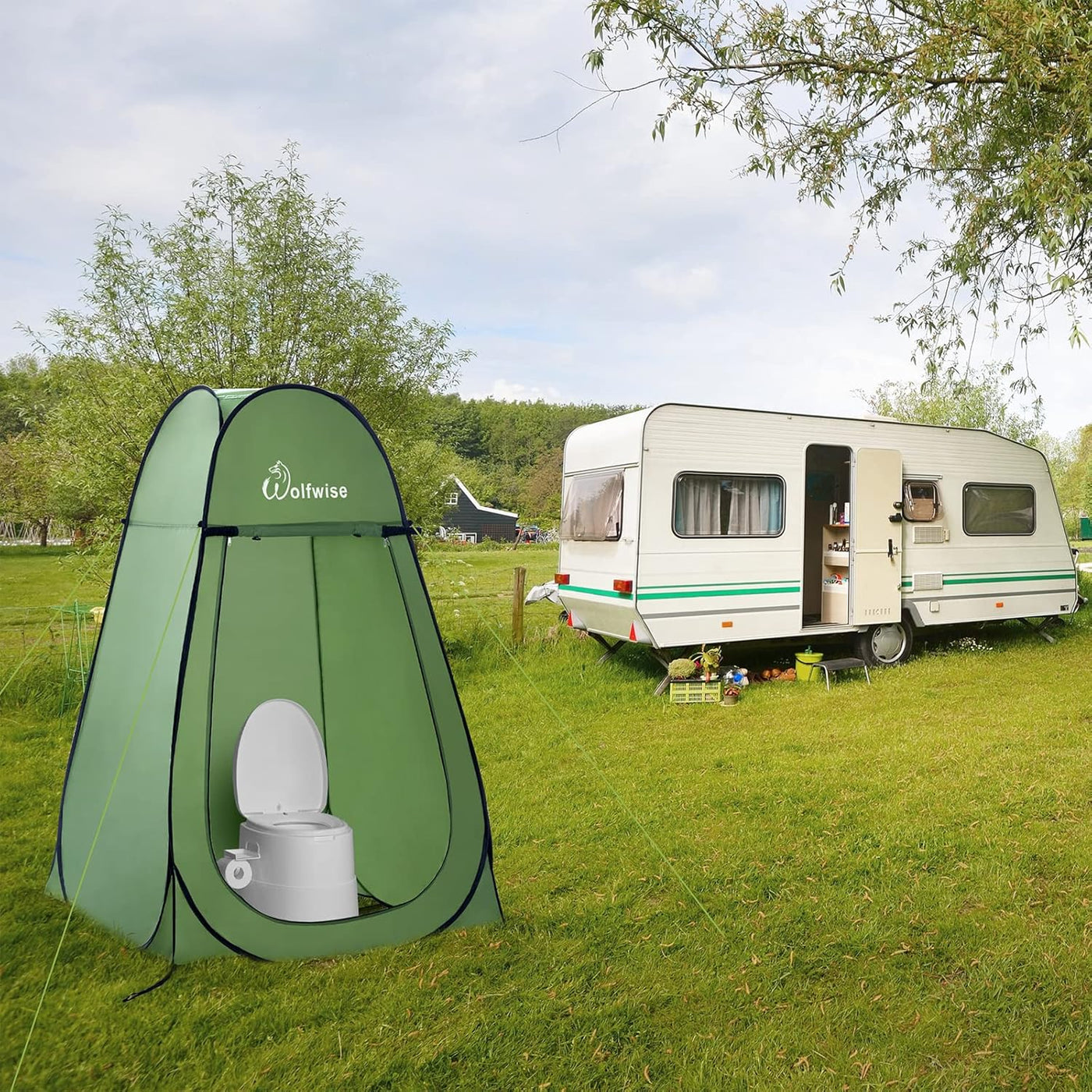 Pop Up Camping Toilet Shower Tent Waterproof Privacy Portable Room WolfWise