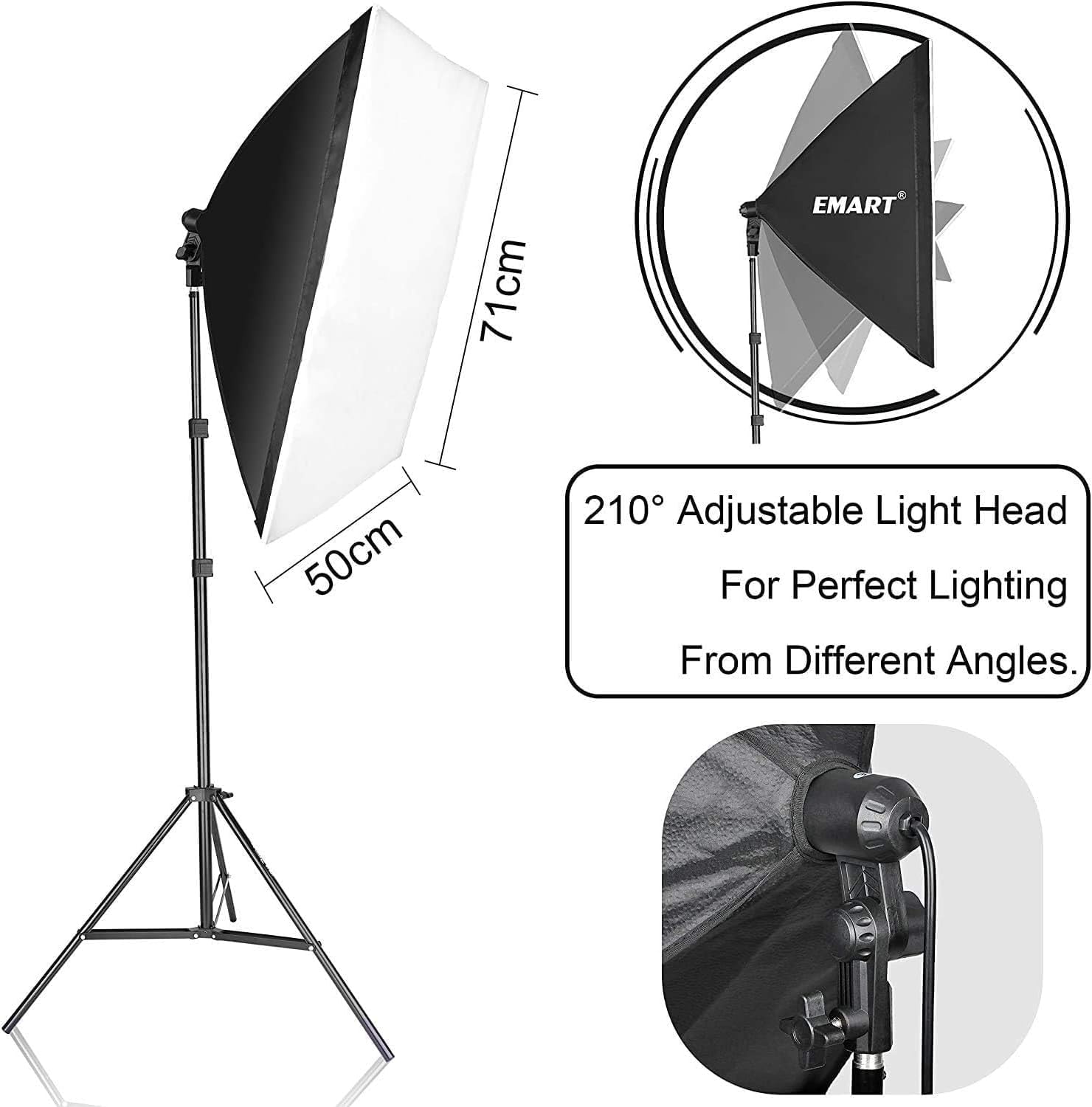 Softbox Lighting Kit 20''x 28'' 50W LED Bulbs for Photo and Video - 1 Pack EMART