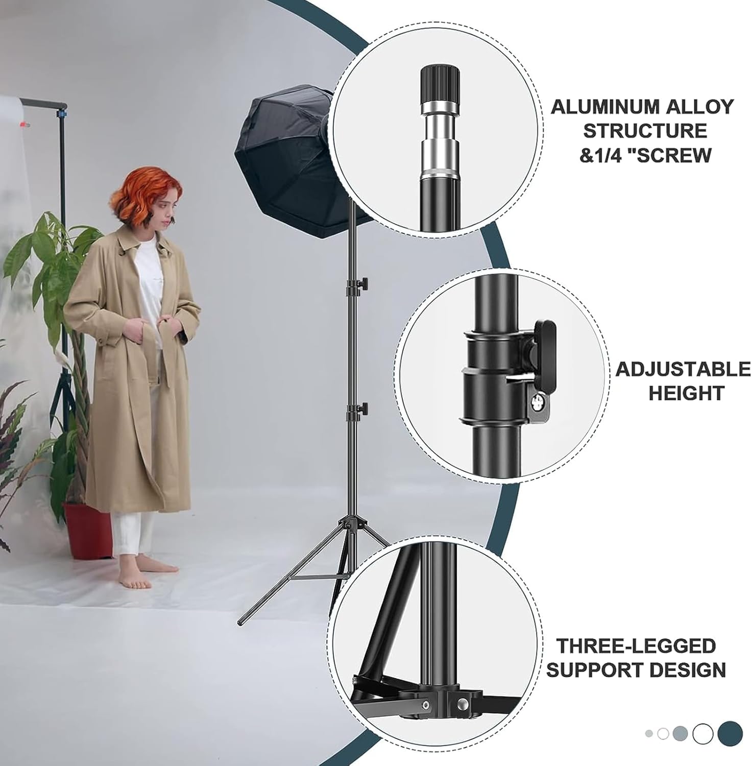 EMART 7Ft Light Stand 2-Pack – Portable Tripods for Ring Light, Flash, Studio