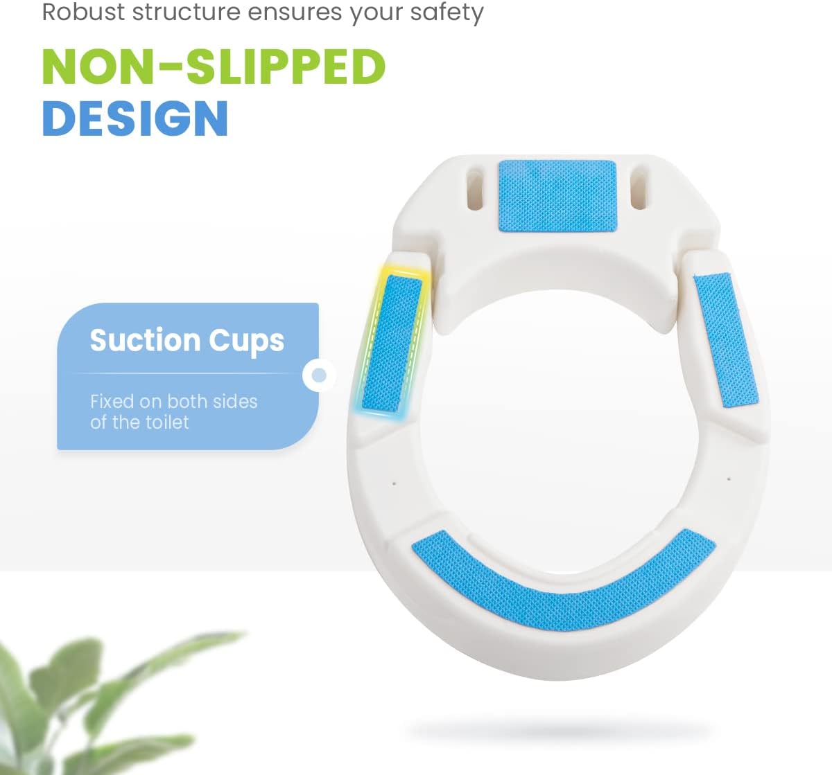 Toilet seat with suction cups on a white background