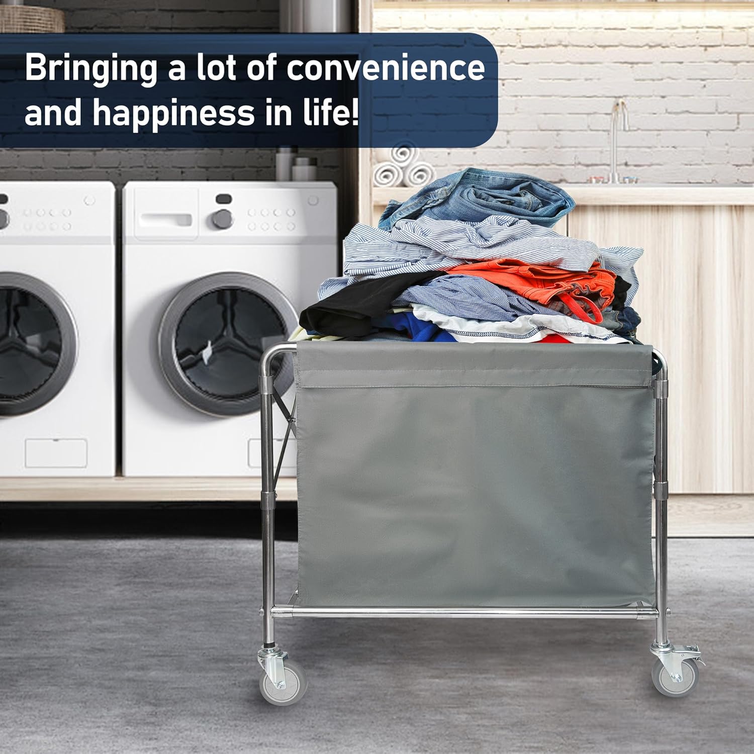 Large Folding Laundry Trolley 350L Heavy Duty Cart on Wheels Nisorpa