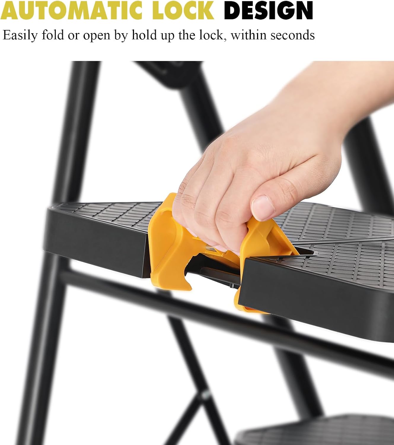 KINGRACK 4-Step Ladder with Tool Tray and Handrails, Lightweight, for Home Use