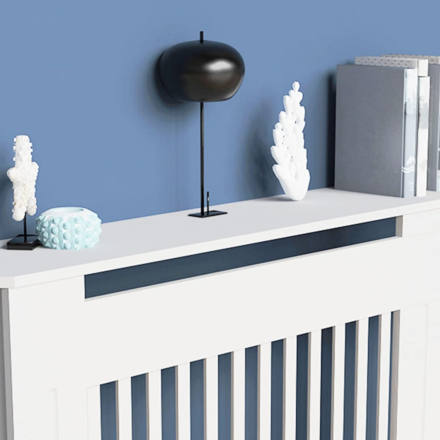 Large White High Radiator Cover Cabinet, 100cm Internal Height, Modern Design