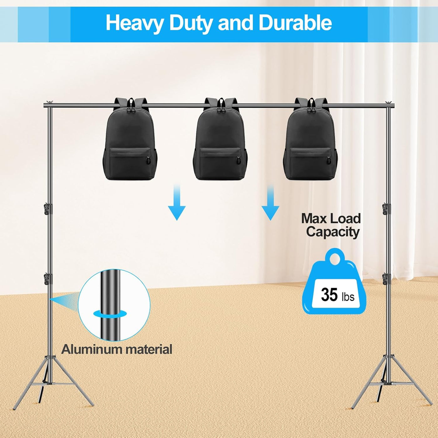 EMART 10x12ft Large Backdrop Stand Kit, Adjustable for Party, Wedding, Studio