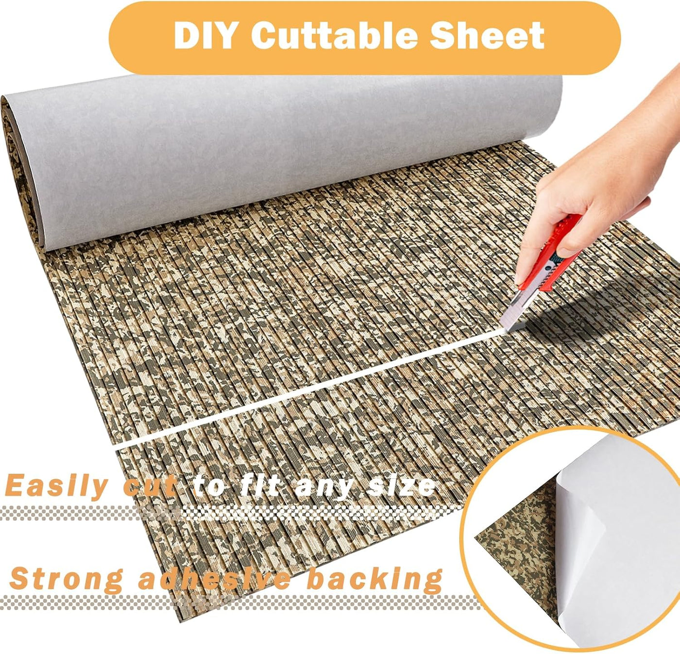 Boat Deck Flooring EVA Foam Non Slip Self Adhesive Camo Kayak Yacht 240x115CM