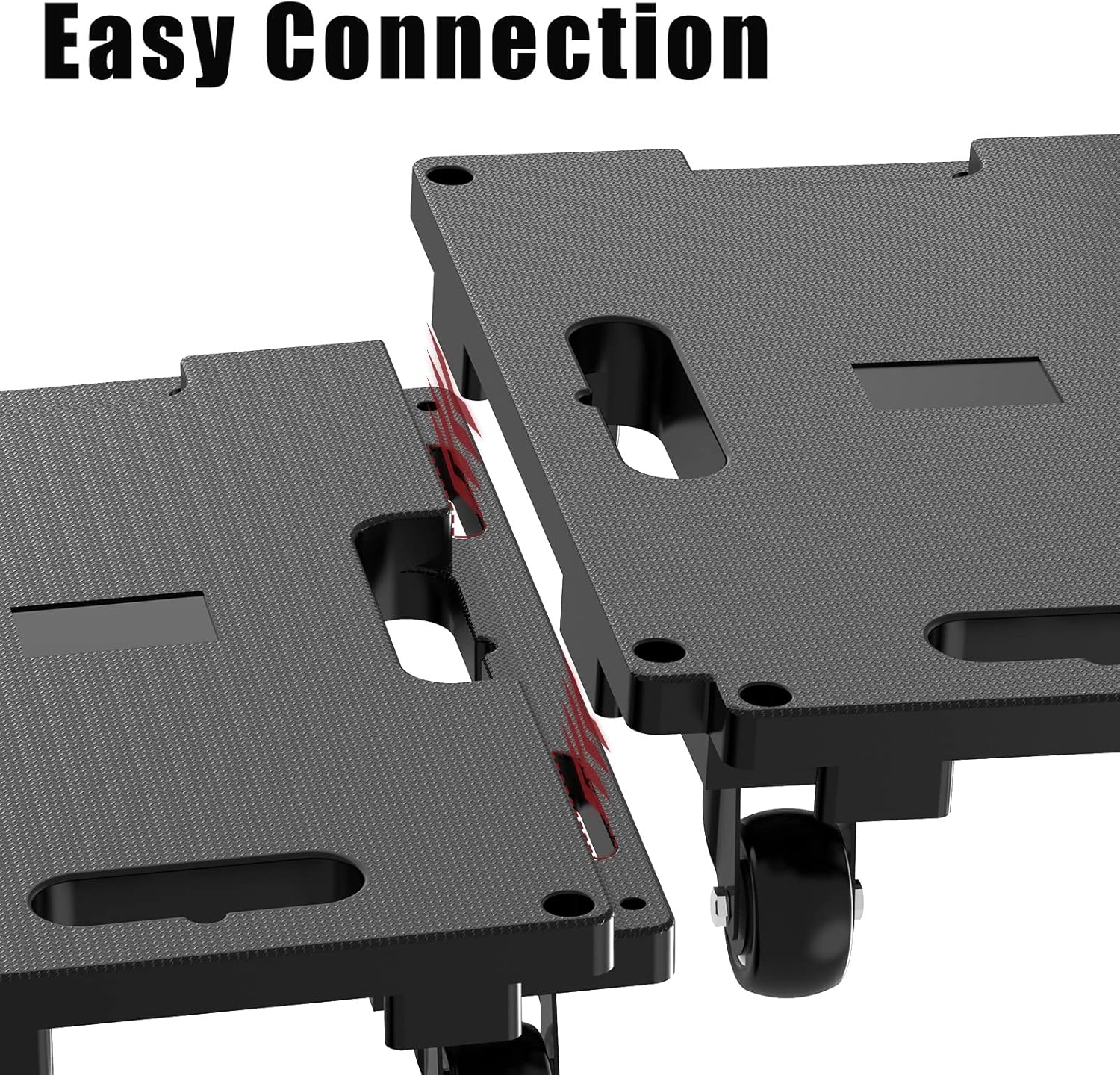 SOLEJAZZ Connectable Mobile Dolly 440LBS Heavy Duty Trolley, 4-Pack, Black
