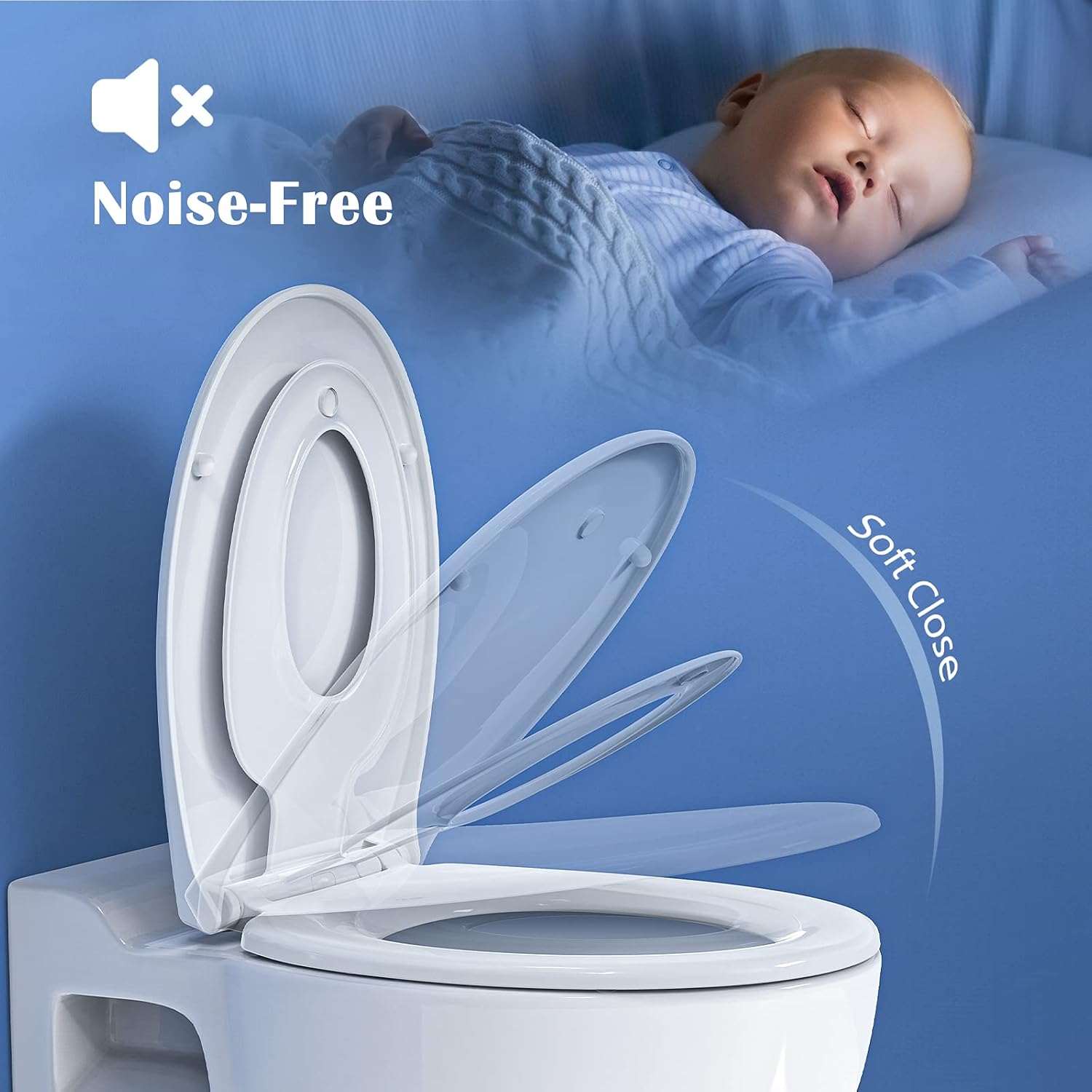 STOREMIC Soft Close Toilet Seat with Child Seat, Quick Release, O Shape