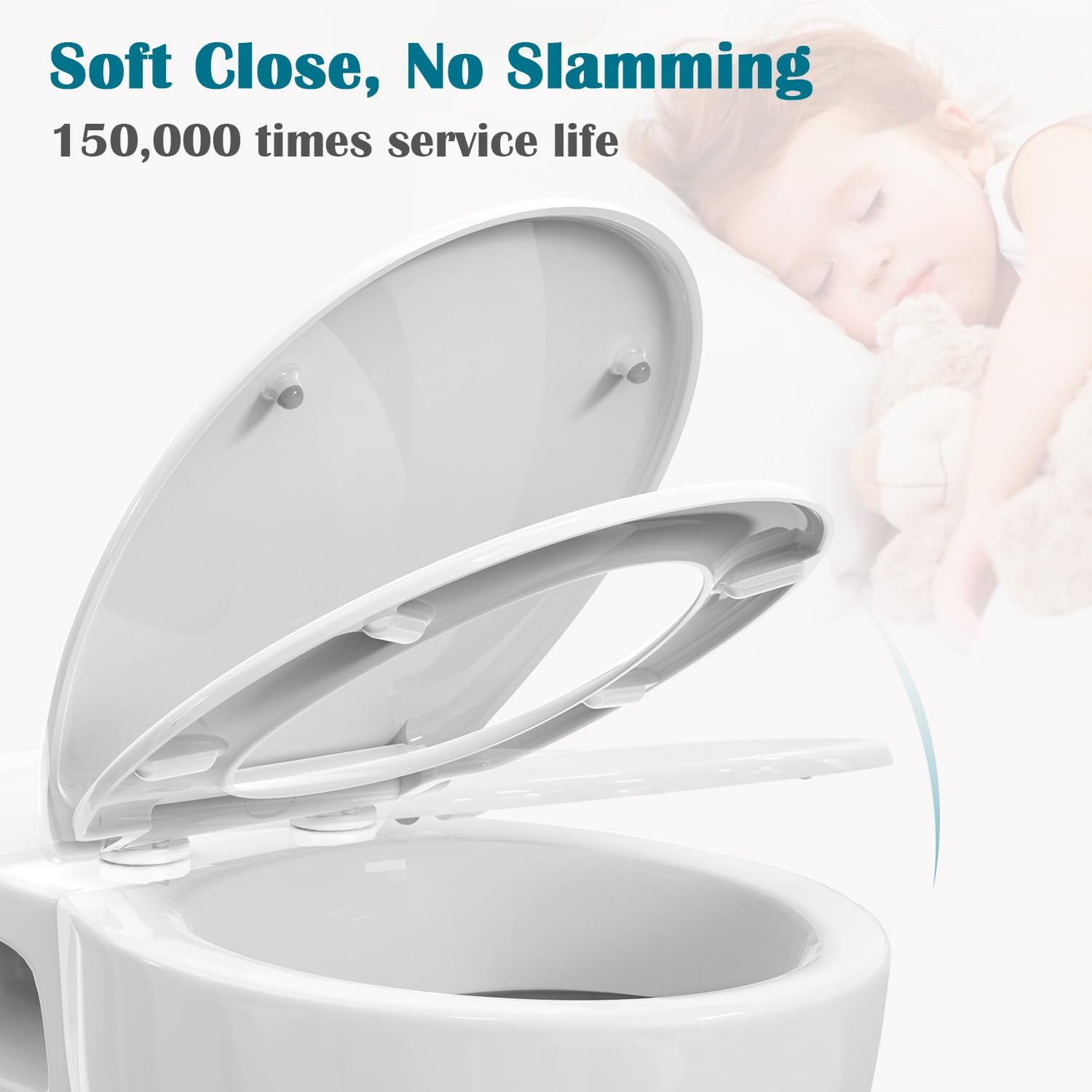 STOREMIC Soft Close Toilet Seat, O Shape White Lid with Quick Release Fixing