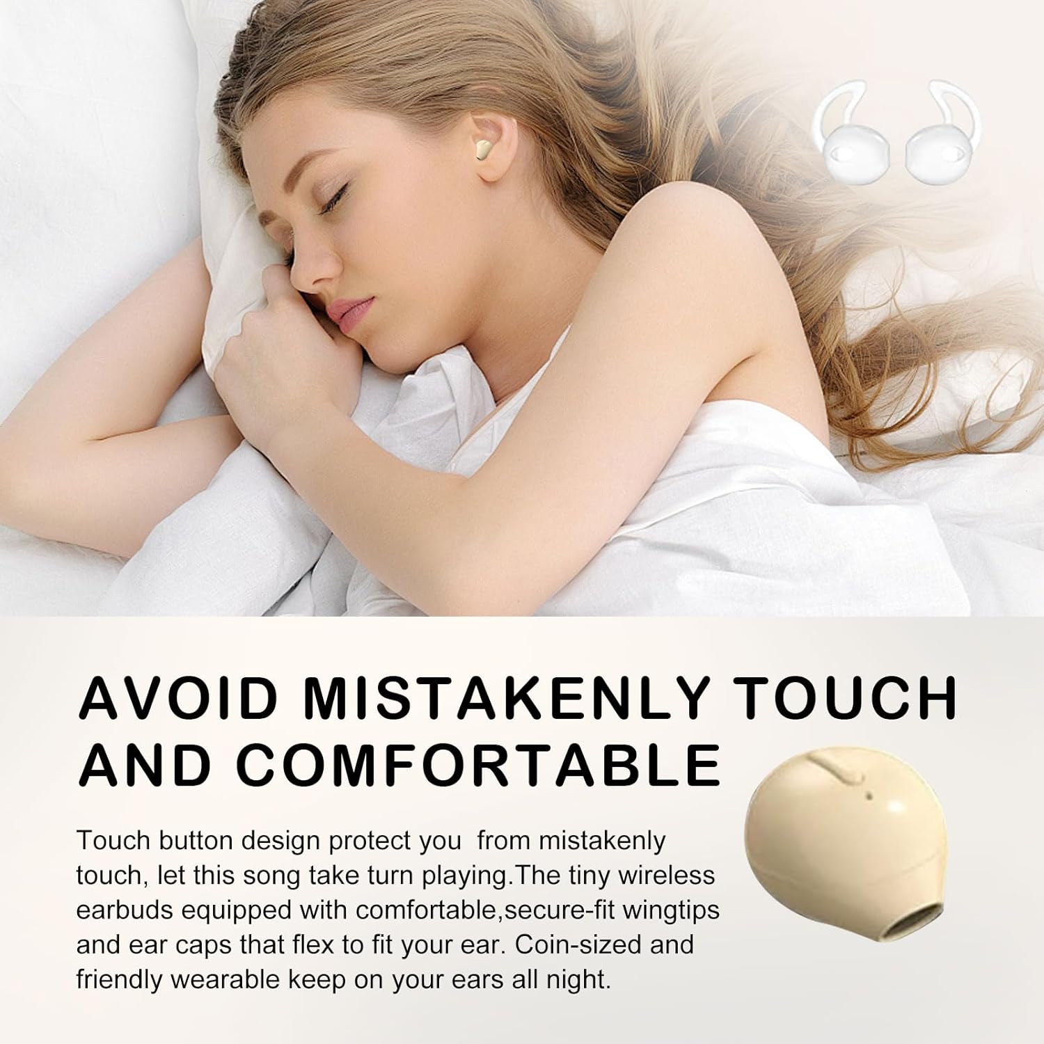 Earphone Invisible Noise Reduction Bluetooth 5.0 Wireless Built-in Mic Xmenha