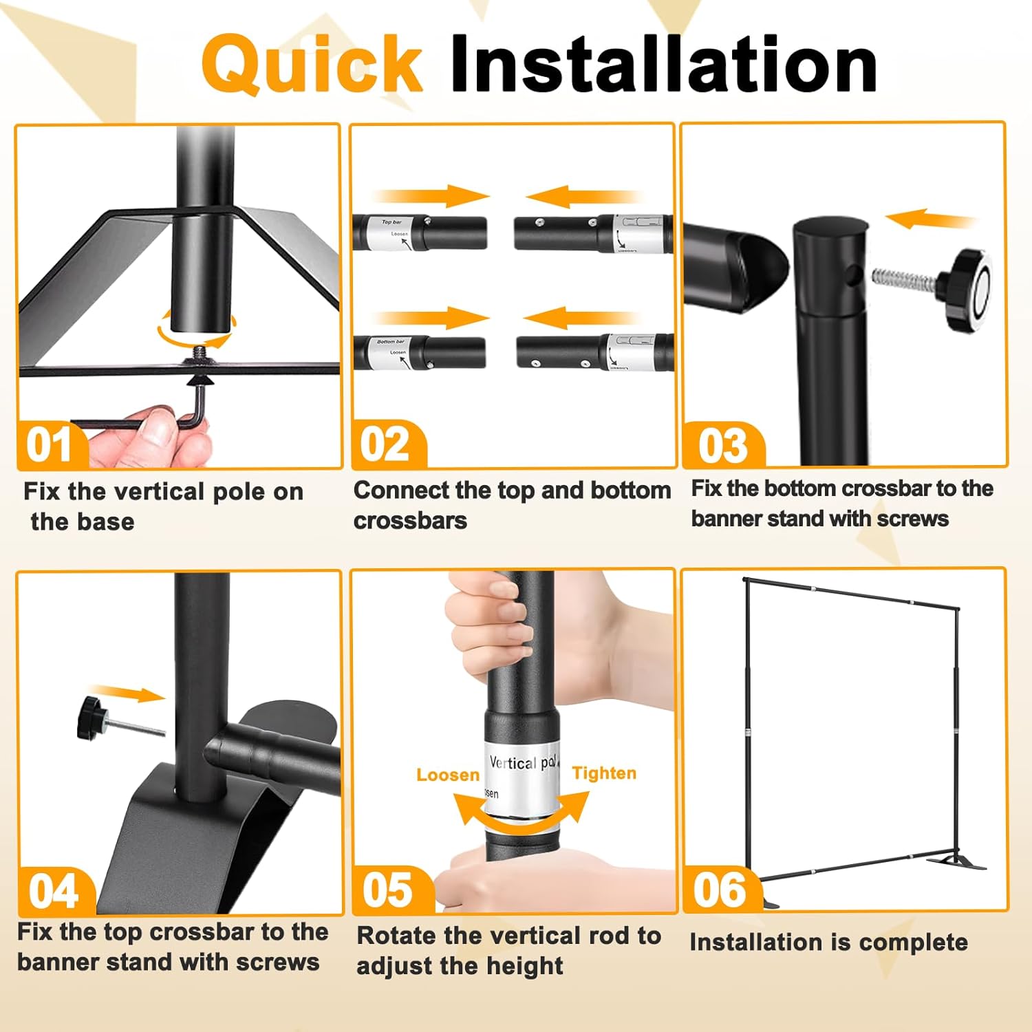EMART 10x10ft Banner Stand, Adjustable Backdrop Kit for Events & Photos